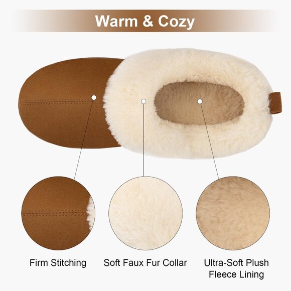 Cozy Women’s Memory Foam Slippers - Pull-On Booties with Rubber Sole, Sizes 7-8 - Picture 4 of 6